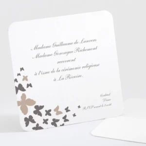 Carton d'invitation mariage Coeur de papillons*Faire-part Elégant Fashion