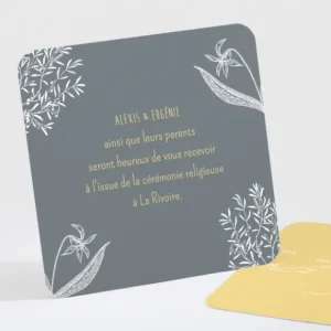 Carton d'invitation mariage Feuillage chic*Faire-part Elégant Sale