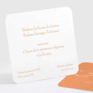Carton d'invitation mariage Couronne fleurs blanches*Faire-part Elégant New