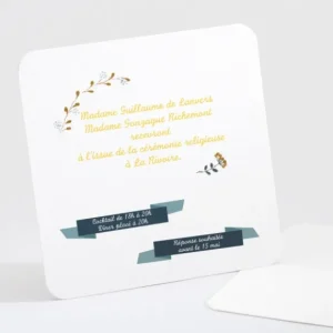 Carton d'invitation mariage Gazouillis*Faire-part Elégant Sale