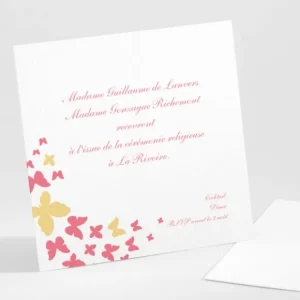 Carton d'invitation mariage Coeur de papillons*Faire-part Elégant Fashion