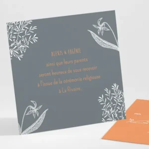 Carton d'invitation mariage Feuillage chic*Faire-part Elégant Sale