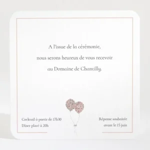 Carton d'invitation mariage Envolee*Faire-part Elégant New