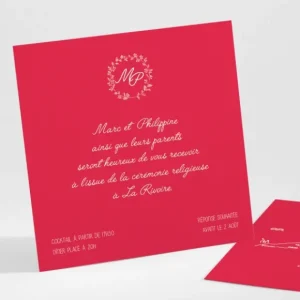 Carton d'invitation mariage Couronne de feuilles*Faire-part Elégant Fashion