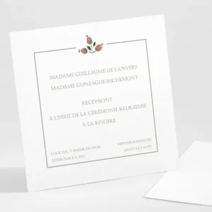 Carton d'invitation mariage Liberty framboises*Faire-part Elégant New