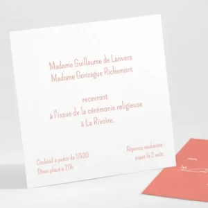 Carton d'invitation mariage Couronne fleurs blanches*Faire-part Elégant New