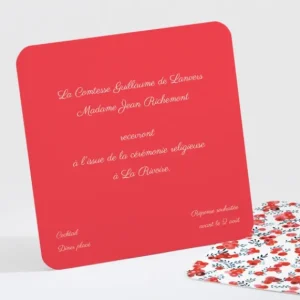Carton d'invitation mariage Liberty groseilles*Faire-part Elégant Sale