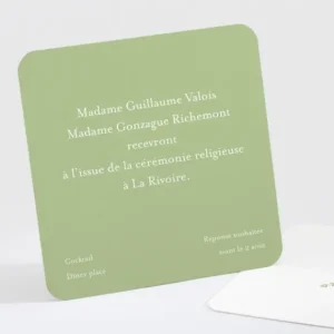 Carton d'invitation mariage Lauriers*Faire-part Elégant Hot