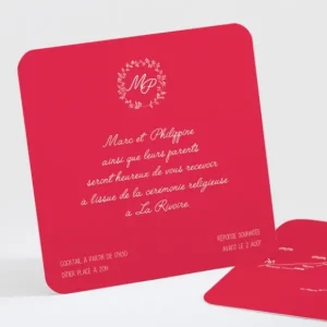 Carton d'invitation mariage Couronne de feuilles*Faire-part Elégant Fashion