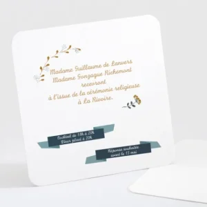 Carton d'invitation mariage Gazouillis*Faire-part Elégant Sale