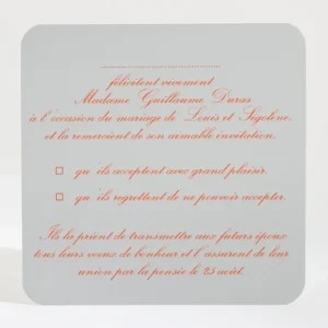 Carton reponse mariage Belle promesse*Faire-part Elégant Online