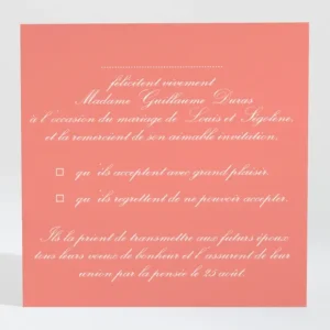 Carton reponse mariage Belle promesse*Faire-part Elégant Online