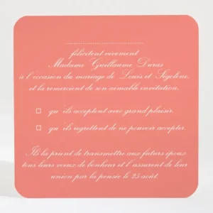 Carton reponse mariage Belle promesse*Faire-part Elégant Online