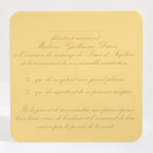Carton reponse mariage Belle promesse*Faire-part Elégant Online