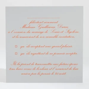 Carton reponse mariage Belle promesse*Faire-part Elégant Online