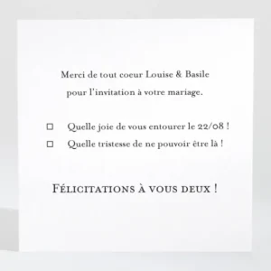 Carton reponse mariage Bouquet romantique*Faire-part Elégant Sale