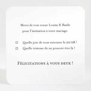 Carton reponse mariage Bouquet romantique*Faire-part Elégant Sale