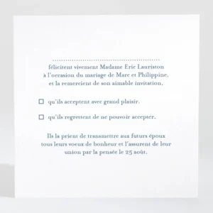 Carton reponse mariage Couronne de feuilles*Faire-part Elégant Outlet