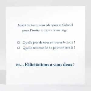 Carton reponse mariage Contemporain*Faire-part Elégant Sale