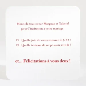 Carton reponse mariage Contemporain*Faire-part Elégant Sale