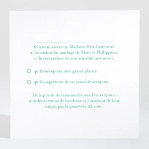 Carton reponse mariage Couronne de feuilles*Faire-part Elégant Outlet
