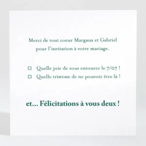 Carton reponse mariage Contemporain*Faire-part Elégant Sale