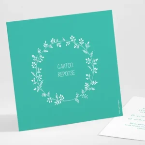 Carton reponse mariage Couronne de feuilles*Faire-part Elégant Outlet