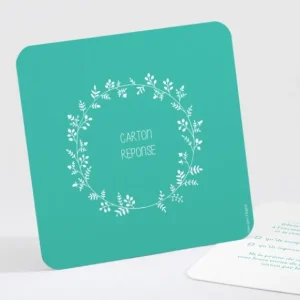 Carton reponse mariage Couronne de feuilles*Faire-part Elégant Outlet