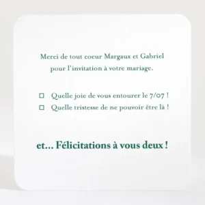 Carton reponse mariage Contemporain*Faire-part Elégant Sale