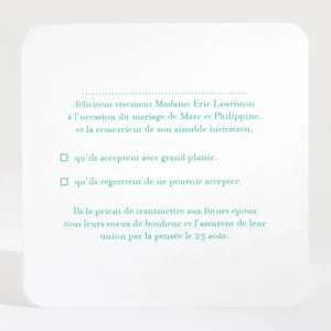 Carton reponse mariage Couronne de feuilles*Faire-part Elégant Outlet