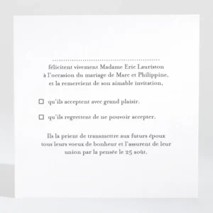 Carton reponse mariage Couronne de feuilles*Faire-part Elégant Outlet