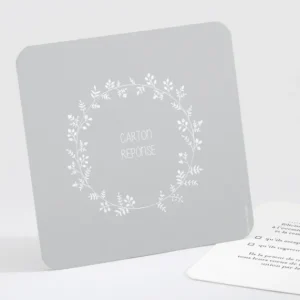 Carton reponse mariage Couronne de feuilles*Faire-part Elégant Outlet