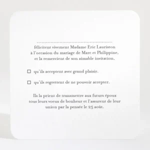 Carton reponse mariage Couronne de feuilles*Faire-part Elégant Outlet