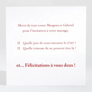 Carton reponse mariage Contemporain*Faire-part Elégant Sale