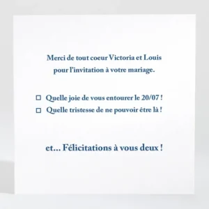 Carton reponse mariage Eightees*Faire-part Elégant Fashion