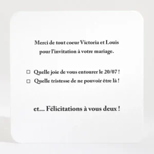 Carton reponse mariage Eightees*Faire-part Elégant Fashion
