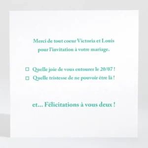 Carton reponse mariage Eightees*Faire-part Elégant Fashion