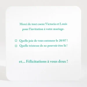 Carton reponse mariage Eightees*Faire-part Elégant Fashion