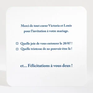Carton reponse mariage Eightees*Faire-part Elégant Fashion