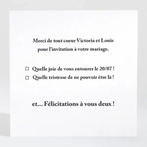 Carton reponse mariage Eightees*Faire-part Elégant Fashion
