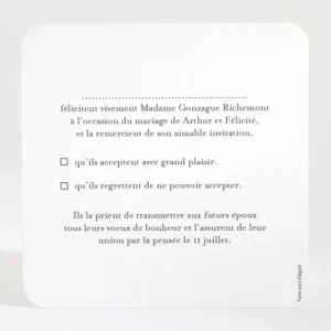 Carton reponse mariage Elegantes baies*Faire-part Elégant Discount
