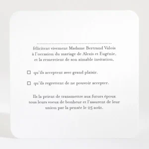 Carton reponse mariage Feuillage chic*Faire-part Elégant Sale