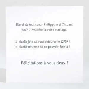 Carton reponse mariage Fifties*Faire-part Elégant Discount