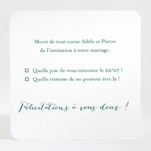 Carton reponse mariage Jolie fleur*Faire-part Elégant Discount