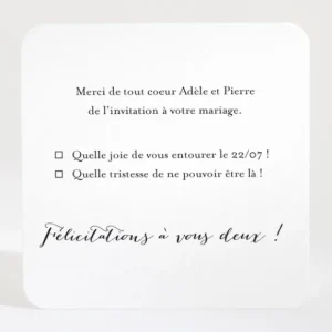 Carton reponse mariage Jolie fleur*Faire-part Elégant Discount
