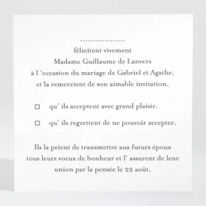 Carton reponse mariage Lauriers*Faire-part Elégant Outlet