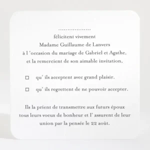 Carton reponse mariage Lauriers*Faire-part Elégant Outlet