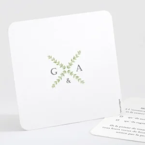 Carton reponse mariage Lauriers*Faire-part Elégant Outlet