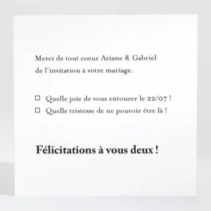 Carton reponse mariage Letter*Faire-part Elégant Sale
