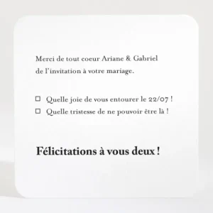 Carton reponse mariage Letter*Faire-part Elégant Sale